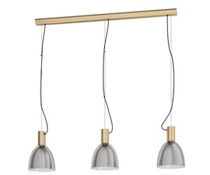 Eglo Pendant Light Lebalio, 3-Light Hanging Lamp Vintage, Suspension Lamp in Burnished Steel and Smoke Glass, Dining Table Light, Hanging Living Room Lamp with E27 Socket, L 112.5 cm