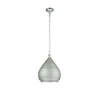 Eglo Pendant Light Melilla, 1-Light Hanging Lamp Vintage, Oriental, Moroccan, Steel Pendant Lamp in Silver, Dining Table Light, Hanging Living Room Lamp with E27 Socket, Ø 33 cm