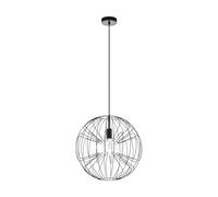 Eglo Pendant Light Okinzuri, 1-Light Hanging Lamp Vintage, Steel Pendant in Nickel-Black, Dining Table Lamp, Hanging Living Room Light with E27 Socket