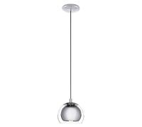Eglo Rocamar Rounded Silver Pendant Clear Glass Shade, Silver
