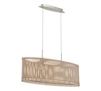 EGLO pendant light Sendero, Boho Hanging Lamp | Steel Pendant Lamp in Matte Nickel, Maple Wood, Natural Dining Table Light, Hanging Living Room Lamp with E27 Socket, 77.5 cm