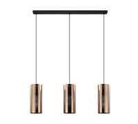 Eglo Pendant Light Tabiago, 3-Light Hanging Lamp Vintage Industrial, Steel Pendant Lamp in Black Rosé Gold, Dining Table Light, Hanging Living Room Lamp with E27 Socket