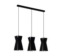 Eglo Pendant Light Valecrosia, 3-Flame Hanging Lamp Industrial, Suspension Lamp Made of Steel in Black, White, Dining Table Light, Living Room Hanging Lamp with E27 Socket, L 84 cm