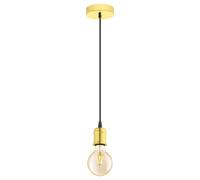 Eglo Pendant Light Yorth, 1-Light Cord Pendant Vintage, Industrial, Hanging Lamp Made of Steel in Brass, Cable in Black, Dining Table Lamp, Living Room Hanging Light with E27 Socket