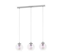 Eglo Pendant Lighting Ariscani 2, 3-Light Hanging lamp for Dining Table, Iridescent Ceiling Light Fitting Living Room, Chrome Coloured Metal and Shimmering Glass, E27 Socket, 76.5 cm