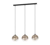 Eglo Pendant Lighting Ariscani, 3-Light Hanging lamp for Dining Table, Ceiling Light Fitting Living Room, Black Metal and Copper-Coloured Metal