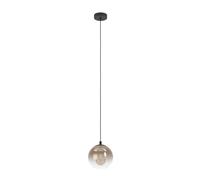 Eglo Pendant Lighting Ariscani, Hanging lamp for Dining Table, Ceiling Light Fitting Living Room, Black Metal and Copper Coloured Glass, E27 Socket