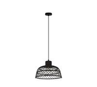 EGLO Pendant lighting Ausnby, ceiling light fitting in vintage, Scandinavian and boho design, hanging lamp for dining and living room made of black wood and metal, E27 socket