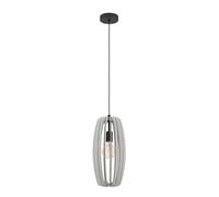 EGLO Pendant lighting Bajazzara, Scandinavian design ceiling light fitting, hanging lamp for dining and living room made of wood in sand colour and black metal, E27 socket