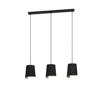 Eglo Pendant lighting Bolivia, 3 lamp ceiling light fitting, hanging lamp for dining and living room made of metal in black and sand colour, E27 socket