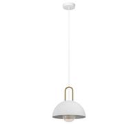 Eglo Pendant Lighting Calmanera, Ceiling Light Fitting Made of White Metal and Brushed Brass, Hanging lamp for Dining and Living Room, E27 Socket