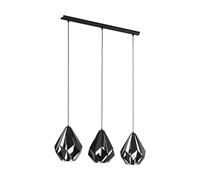 Eglo Pendant Lighting Carlton, 3-Light Vintage Hanging lamp for Dining Table, Ceiling Light Fitting Living Room, Black Metal, E27 Socket, 80.5 cm