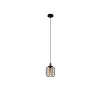 Eglo Pendant Lighting Chisle, Ceiling Light Fixture for Dining and Living Rooms, Hanging Light Made of Black Metal and Steamed Amber Glass, E27 Socket
