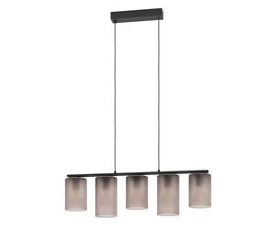 Eglo Pendant Lighting Colomera, 5 Light Hanging lamp Above Dining Table, Elegant Dining Room Ceiling Light Fixture, Black Metal and Smoked Glass, E27 Socket, 80 cm