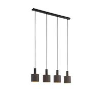 EGLO Pendant Lighting Concessa 1, 4 Bulbs Ceiling Light Fitting Made of Steel and Fabric in Dark Brown, Cappuccino and Gold, Hanging lamp for Dining and Living Room, E27 Socket