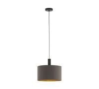EGLO Pendant Lighting Concessa 1, Ceiling Light Fitting Made of Steel and Fabric in Dark Brown, Cappuccino and Gold, Hanging lamp for Dining and Living Room, E27 Socket, Ø 15 inches