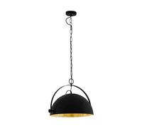 EGLO Pendant lighting Covaleda 1, ceiling light fitting in industrial, vintage and retro design, hanging lamp for living room and kitchen made of black and golden steel, E27 socket, Ø 17.9 inches