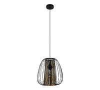 EGLO Pendant Lighting Curasao, Ceiling Light Fixture for Dining and Living Rooms, Hanging Light Made of Metal and Fabric in Black and Gold, E27 Socket