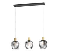 EGLO Empoli pendant light, black/brass-coloured, 3-bulb.