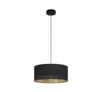 EGLO Pendant lighting Esteperra, 3 bulbs vintage ceiling light fitting made of steel and fabric in black and gold, retro hanging lamp for dining and