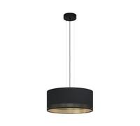EGLO Pendant lighting Esteperra, 3 bulbs vintage ceiling light fitting made of steel and fabric in black and gold, retro hanging lamp for dining and living room, E27 socket, Ø 20.9 inches