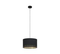 EGLO Pendant lighting Esteperra, vintage ceiling light fitting made of steel and fabric in black and gold, retro hanging lamp for dining and living room, E27 socket, Ø 15 inches
