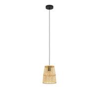 EGLO Pendant lighting Eyam, 1 lamp ceiling light fitting, boho style hanging lamp for dining and living room, black metal and natural bamboo, E27 socket