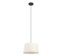Eglo Febres White Fabric & Steel Shade Traditional Pendant, Black