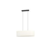 Eglo Pendant Lighting Febres, Hanging lamp Above Dining Table, Oval Dining Room Ceiling Light Fixture Made of bouclé Fabric, Metal in Black and Textile in White, E27 Socket, 78 cm