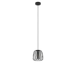 Eglo Pendant Lighting Floresta, Ceiling Light Fitting Made of Black Metal and Smoked Glass, Hanging lamp for Dining and Living Room, E27 Socket