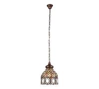 Eglo Pendant Lighting Jadida, Vintage and Oriental Ceiling Light Fitting Made of Antique Copper Steel and Stained Glass, Hanging lamp for Dining and Living Room, E27 Socket, Ø 8.7 inches