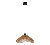 Eglo Pendant Lighting Lavister, Hanging lamp, Japanese-Style Dining Room Ceiling Light, Black Metal and Wrapped Paper in Natural Colour