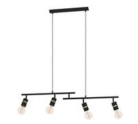 Eglo Pendant Lighting Lurone, Ceiling Light Fitting with 4 Adjustable Spots, Hanging lamp for Dining and Living Room, Metal in Black and Brass Finish, E27 Socket