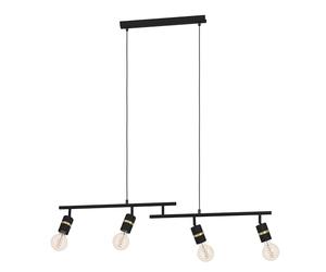 Eglo Pendant Lighting Lurone, Ceiling Light Fitting with 4 Adjustable Spots, Hanging lamp for Dining and Living Room, Metal in Black and Brass Finish, E27 Socket