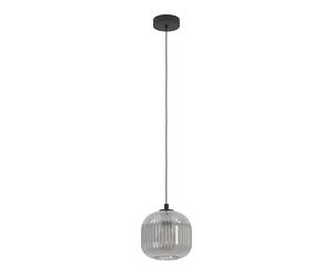 Eglo Pendant Lighting Mantunalle, Ceiling Light Fitting, Hanging lamp for Dining Room Made of Black Metal and Smoked Glass in Transparent Black, E27 Socket, 7.9“