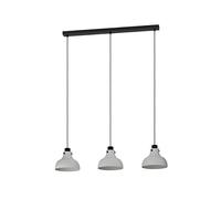 Eglo Pendant Lighting Matlock, 3 lamp Ceiling Light Fitting in Industrial Design, Hanging lamp for Dining and Living Room Made of Metal in Grey and Black, E27 Socket