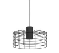 Eglo Milligan IP20 Industrial Black Steel Caged Pendant Light - Black