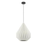 Eglo Pendant Lighting Minting | ceiling light fitting with folded origami lampshade, hanging lamp for dining and living room, black metal and white paper,