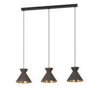 Eglo Pendant lighting Nastasia, ceiling light fitting with 3 shades, hanging lamp for dining and living room made of metal in cappuccino and brass colour, E27 socket