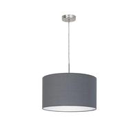 Eglo Pendant Lighting Pasteri, Textile Hanging lamp for Dining Table, Ceiling Light Fitting Living Room, Silver Coloured Metal with Grey Fabric lampshade, E27 Socket, Ø 38 cm