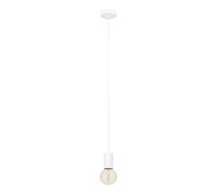 Eglo Pendant Lighting Pozueta 1, Cord Pendulum for Dining and Living Room, Minimalist Hanging Ceiling Light, White Metal, Cable with E27 Socket, Ø 2.6 in