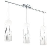 Eglo Pendant lighting Rivato, 3 bulbs elegant ceiling light fitting made of steel and glass with chrome décor, white, hanging lamp for dining and living room, E27 socket