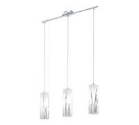 Eglo Pendant Lighting Rivato, 3 Bulbs Elegant Ceiling Light Fitting Made of Steel and Glass with Chrome décor, White, Hanging lamp for Dining and Liv