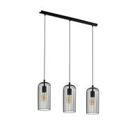 Eglo Pendant Lighting Roccamena, 3-Light Hanging lamp for Dining Table, Industrial Design Ceiling Light Fitting for Living Room, Black Metal, E27 Socket, 73 cm