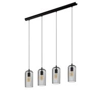 Eglo Pendant Lighting Roccamena, 4-Light Hanging lamp for Dining Table, Industrial Design Ceiling Light Fitting for Living Room, Black Metal, E27 Socket, 97.5 cm