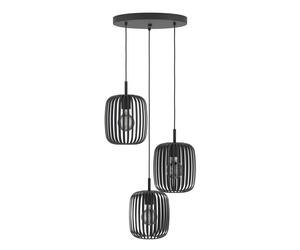 Eglo Pendant Lighting Romazzina, 3 lamp Ceiling Light Fitting, Cluster Hanging lamp for Dining and Living Room, Black Metal, E27 Socket, ? 18 in