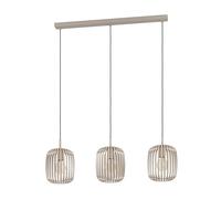 Eglo Pendant Lighting Romazzina, 3 lamp Ceiling Light Fitting, Hanging lamp for Dining and Living Room Made of Metal in Sand Colour, E27 Socket
