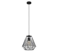 Eglo Pendant Lighting Stype, Ceiling Light Fitting Made of Black Metal, Hanging lamp for Dining and Living Room, E27 Socket