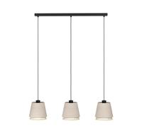 Eglo Pendant lighting Tabley, 3 lamp ceiling light fitting for dining room, natural hanging lamp made of bamboo and linen, E27 socket, 35?