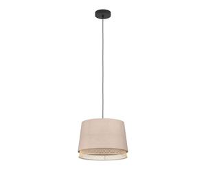 Eglo Pendant Lighting Tabley, Ceiling Light Fitting for Dining Room, Natural Hanging lamp Made of Bamboo and Linen, E27 Socket, Ø 15”